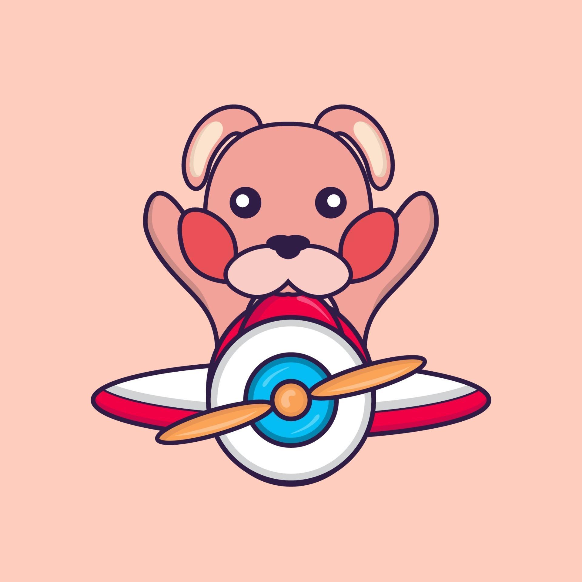 Cute rabbit flying on a plane. 3060828 Vector Art at Vecteezy