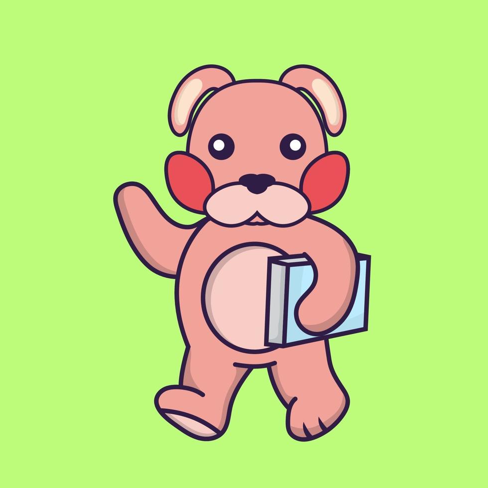 Cute rabbit holding a book. vector