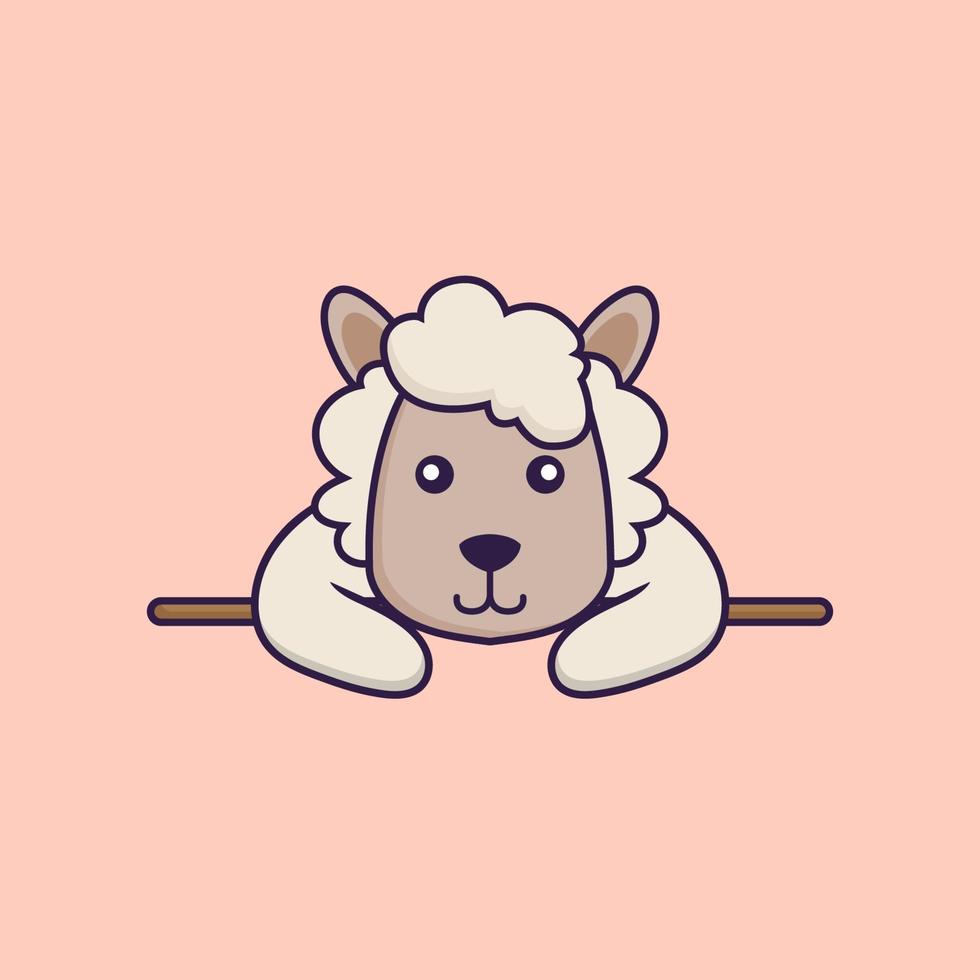 Cute sheep lying down. vector