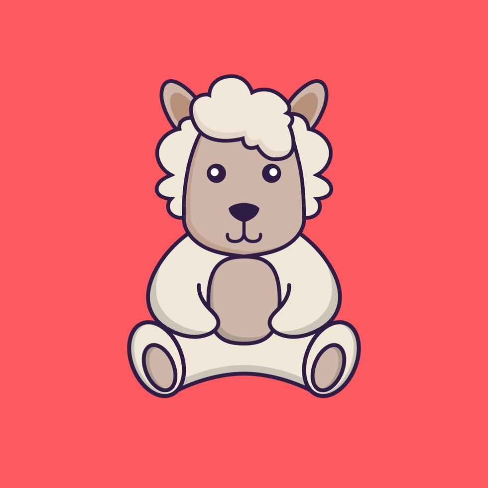 Cute sheep is sitting. vector