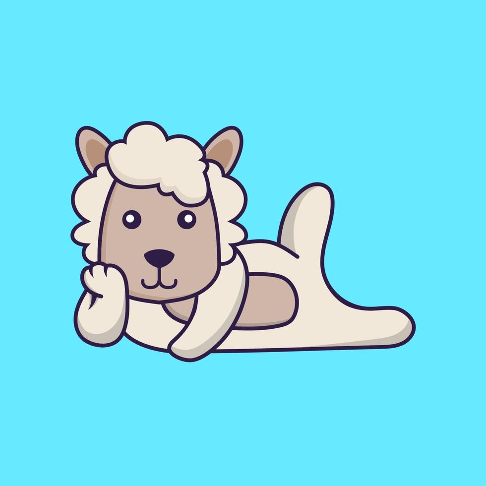 Cute sheep lying down. vector