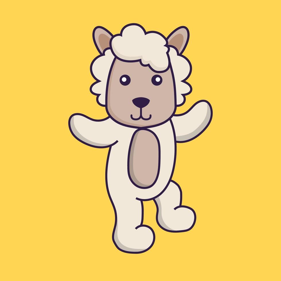 Cute sheep is dancing. vector