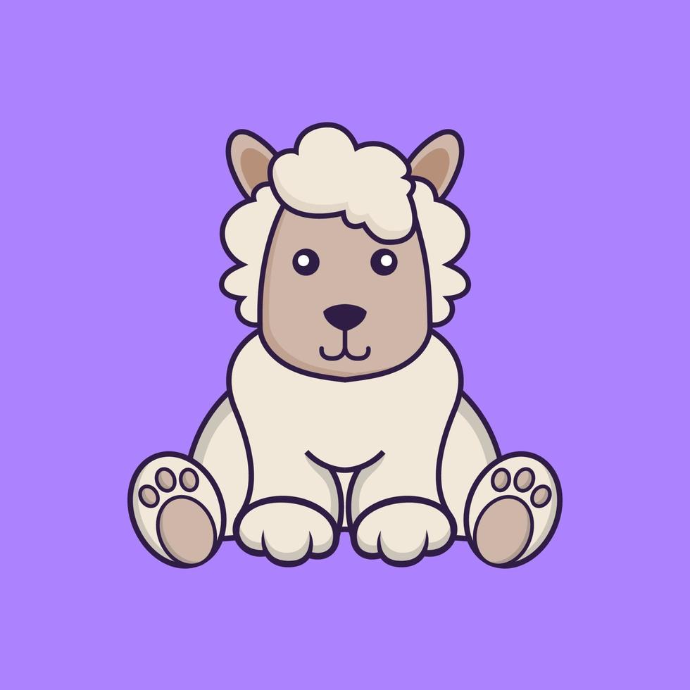 Cute sheep is sitting. vector