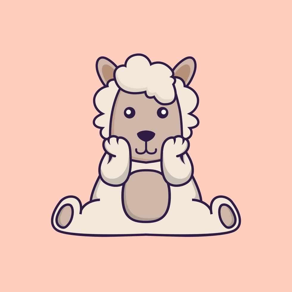 Cute sheep is sitting. vector