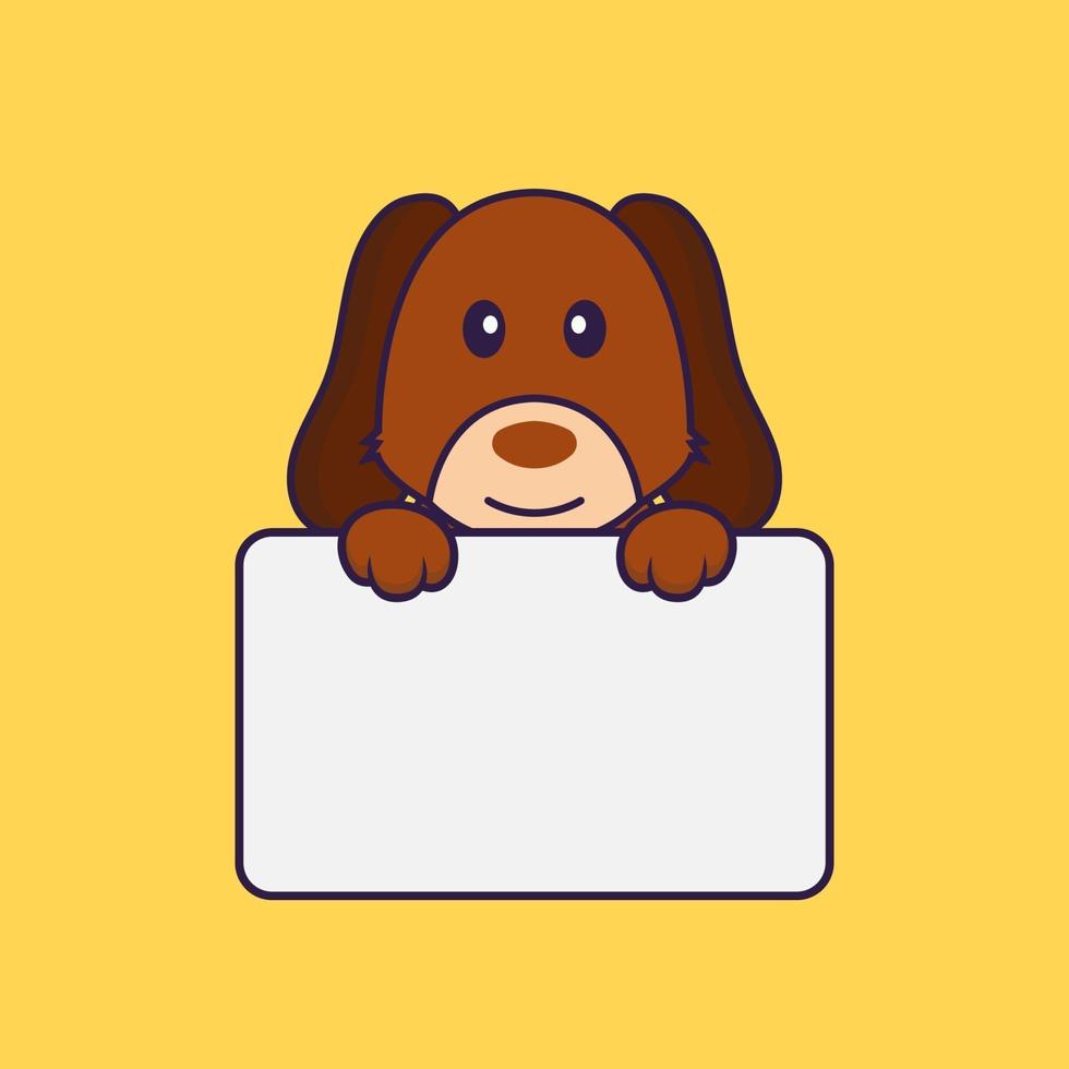 Cute dog holding whiteboard. vector