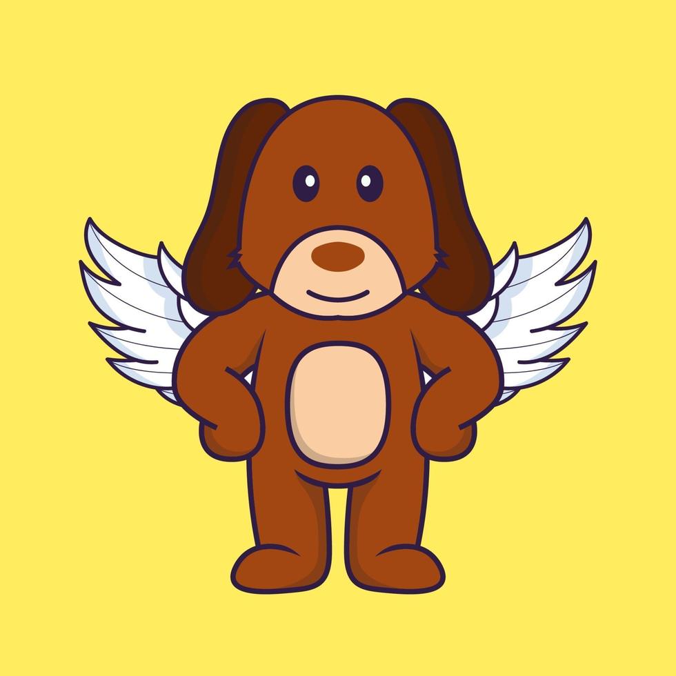 Cute dog using wings. vector