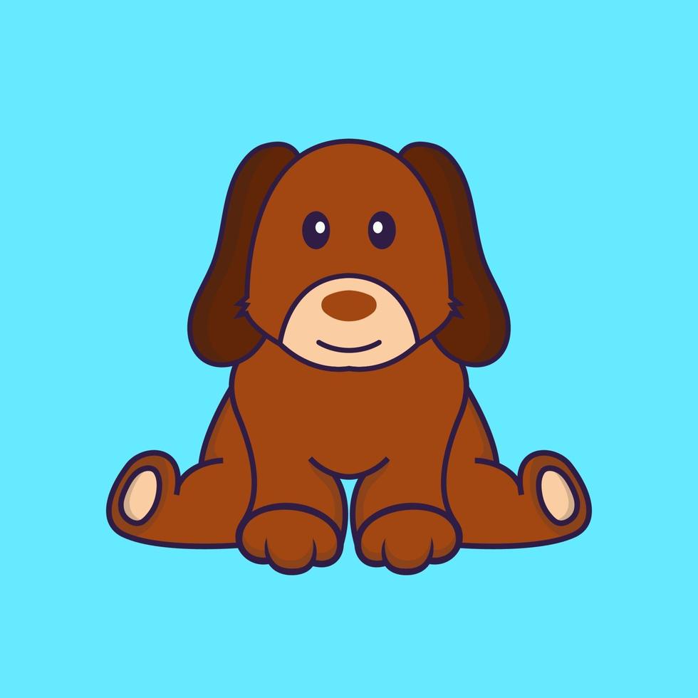 Cute dog is sitting. vector