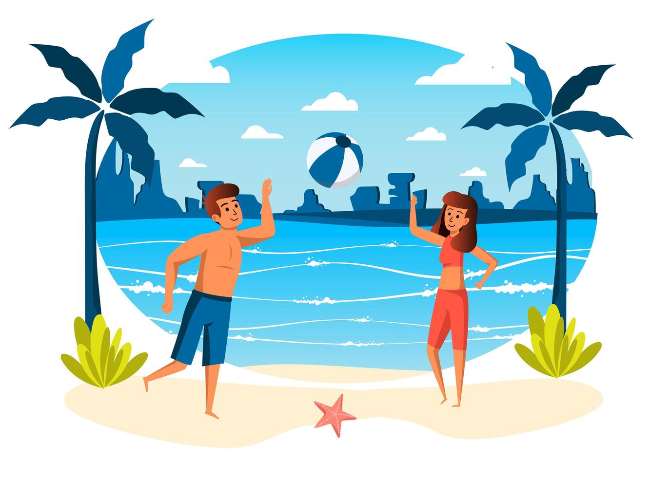 Summer vacation isolated scene vector