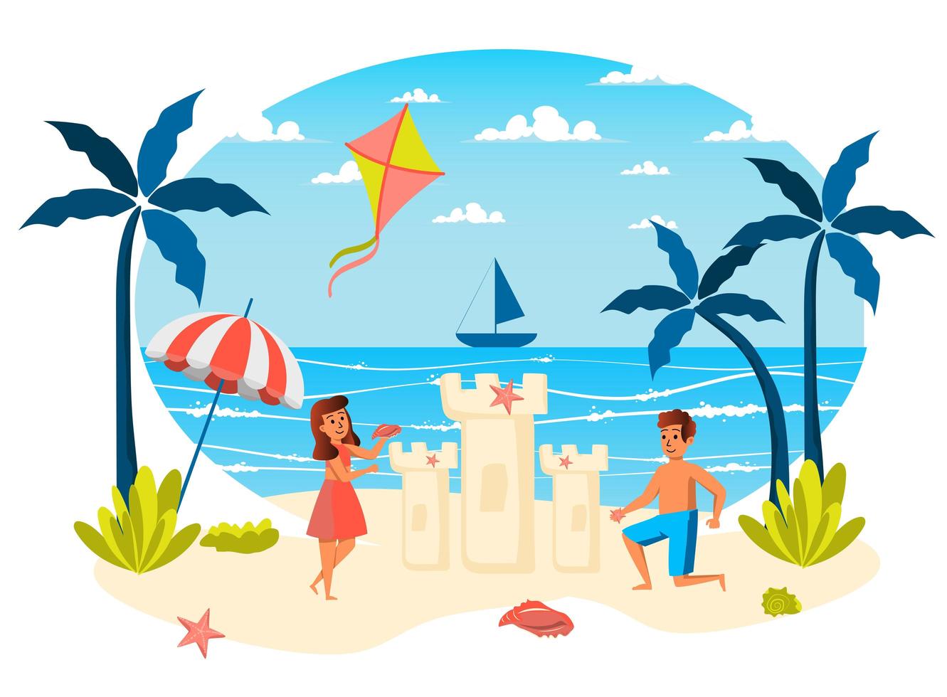 Summer vacation isolated scene vector