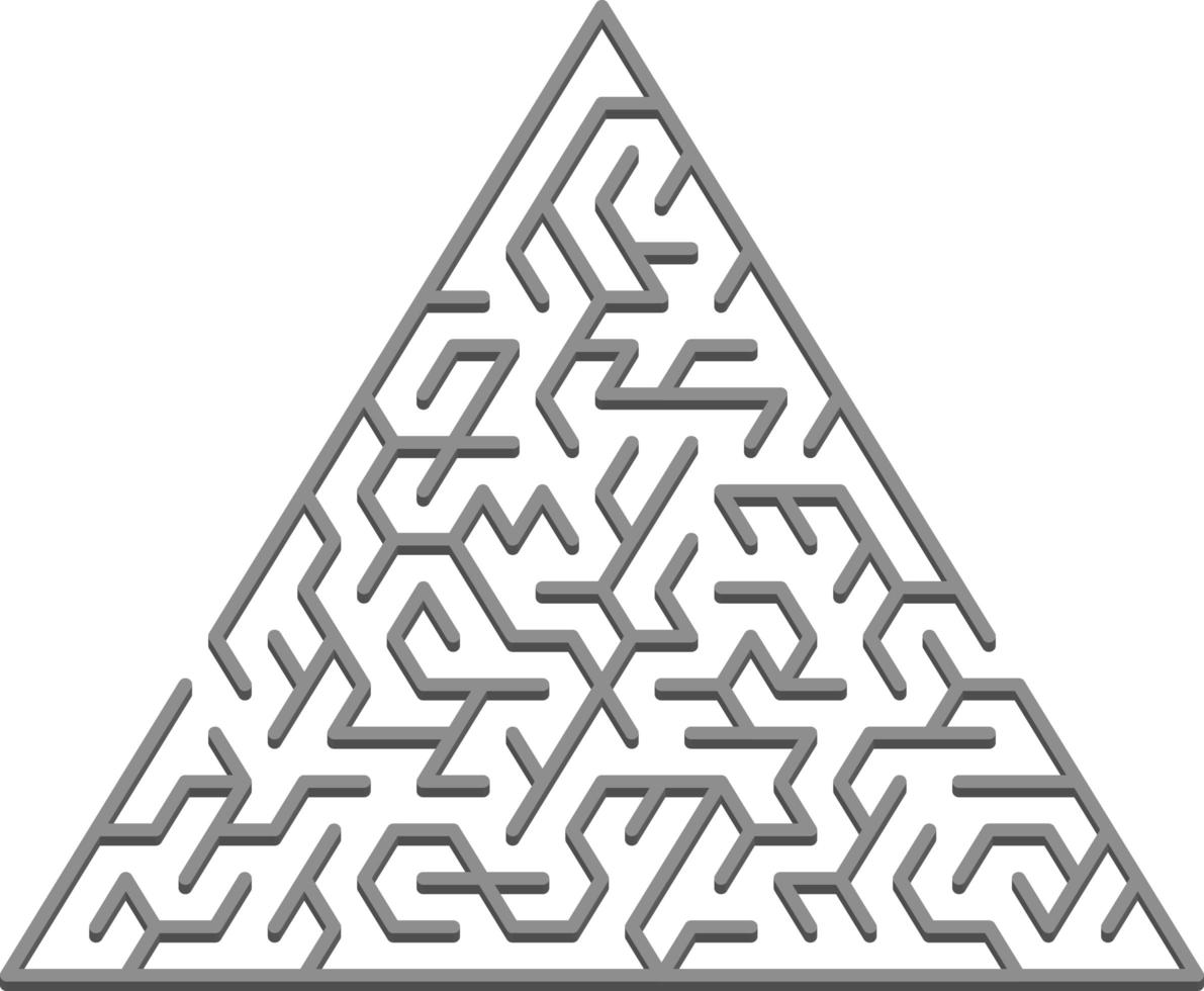 Vector pattern with a gray triangular 3D labyrinth.