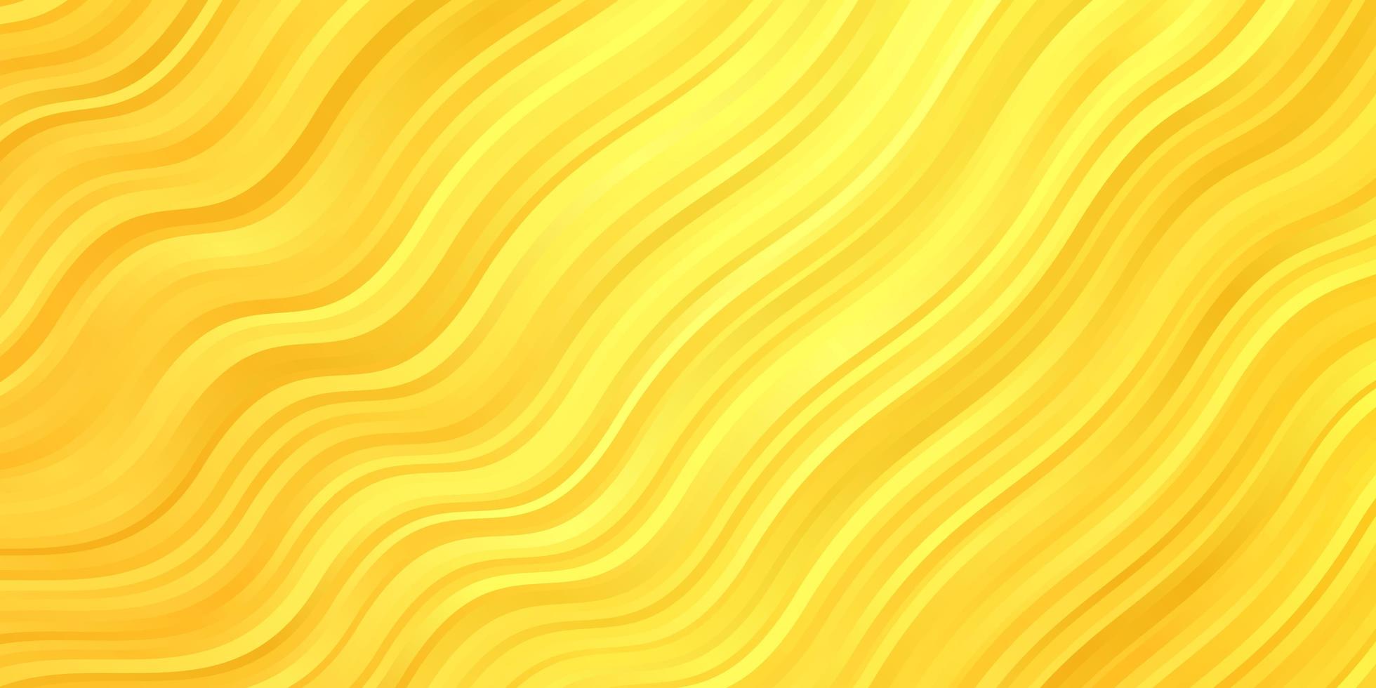 Dark Yellow vector background with curved lines.