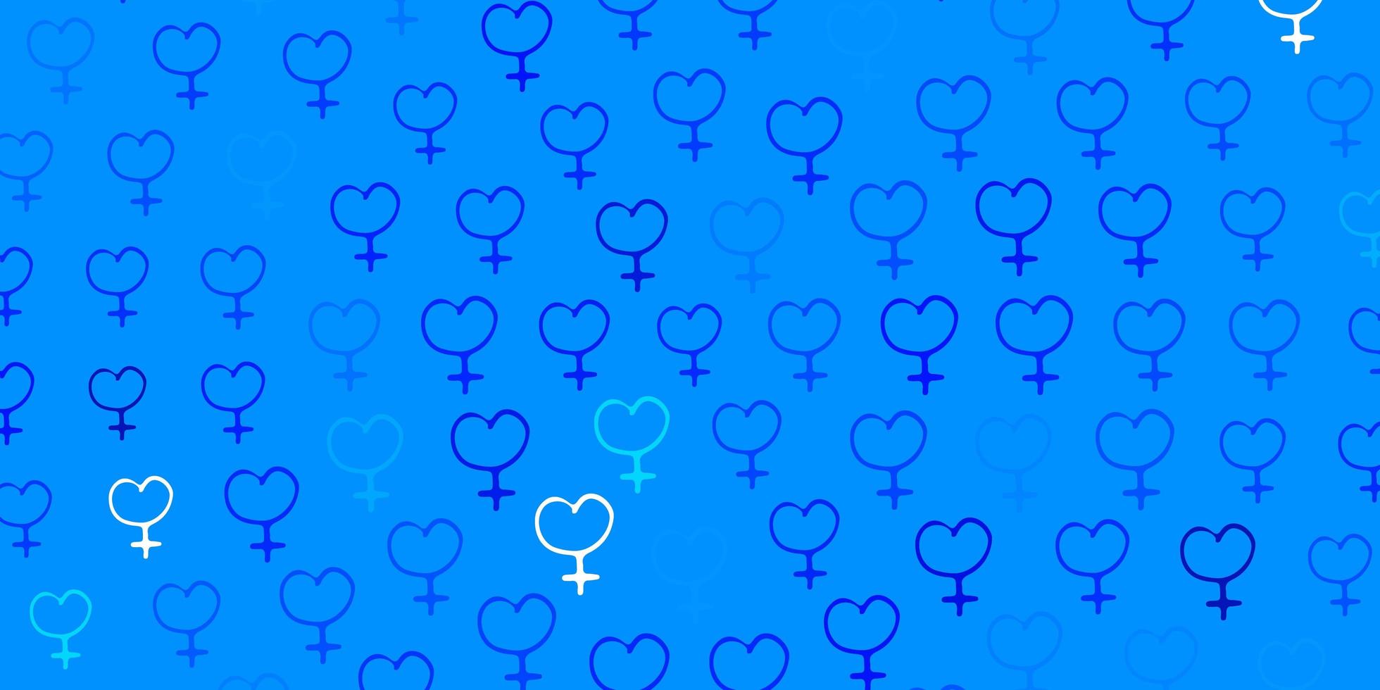 Light BLUE vector pattern with feminism elements.