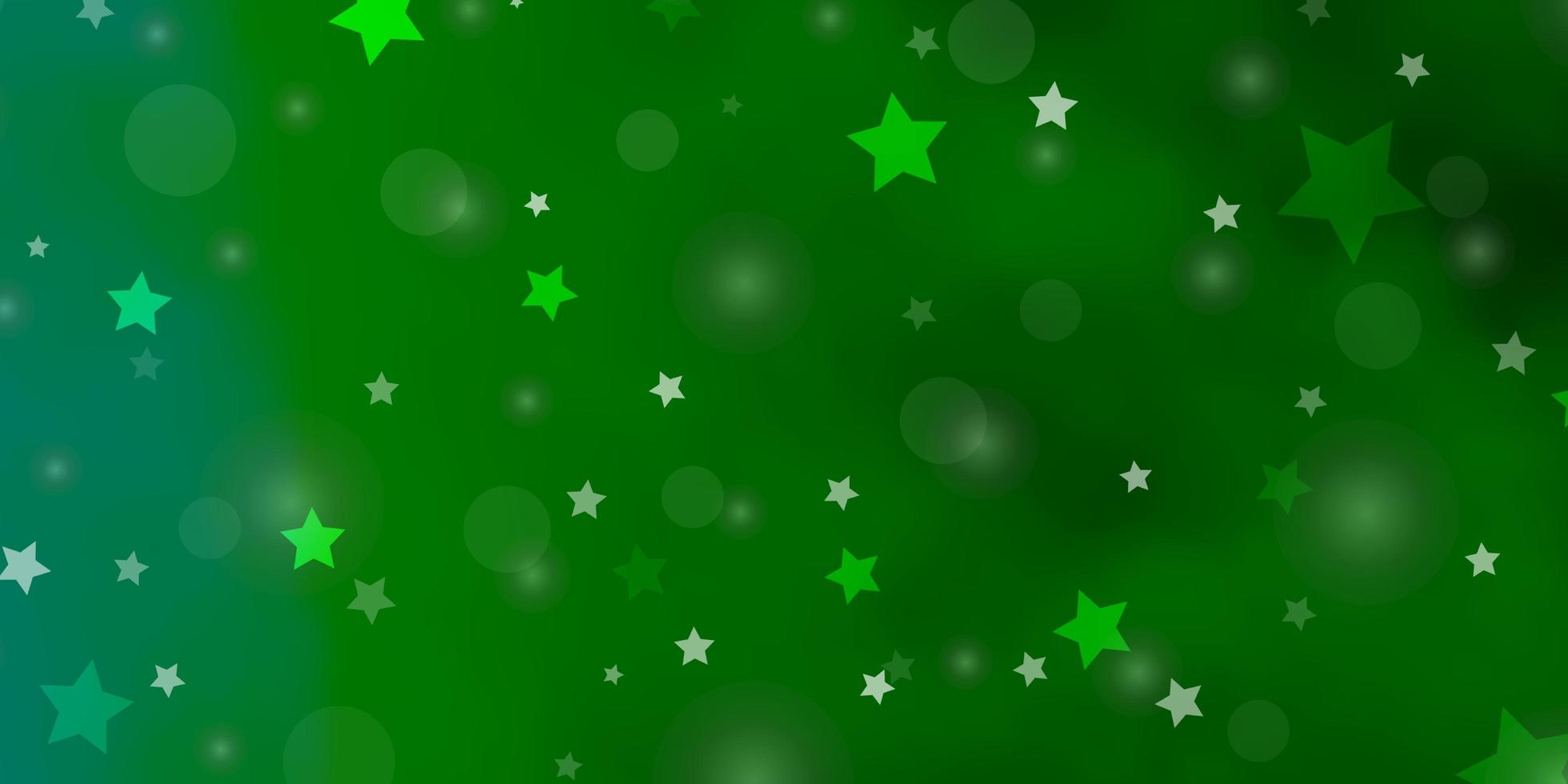 Light Green vector background with circles, stars.