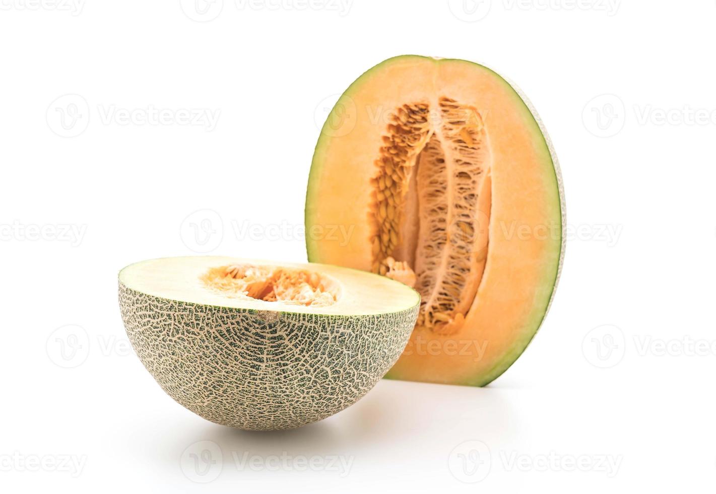 Cantaloupe melon on white background photo