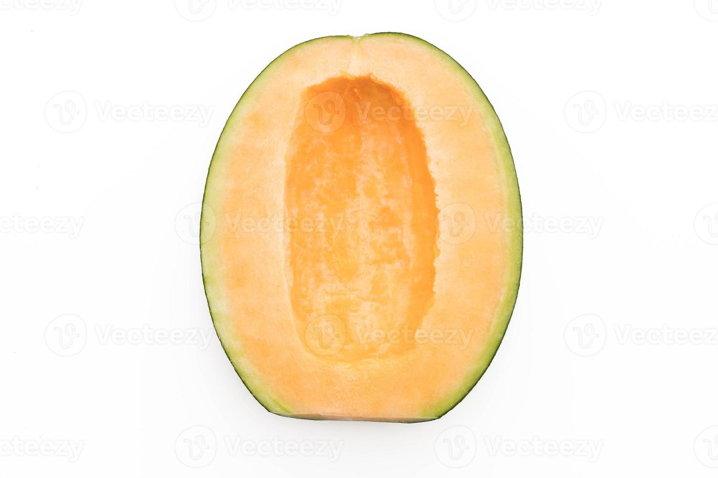 Melón cantalupo sobre fondo blanco. foto