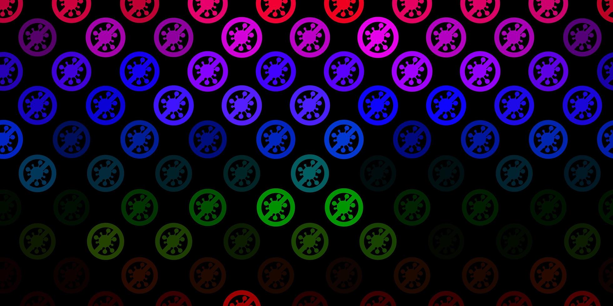 Dark Multicolor vector backdrop with virus symbols.