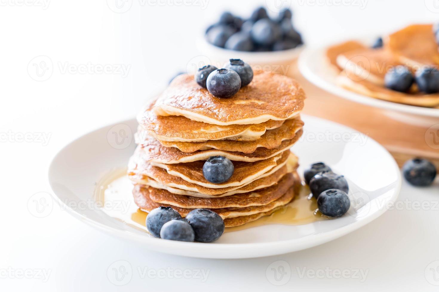 Stack of pancakes with fresh blueberry photo