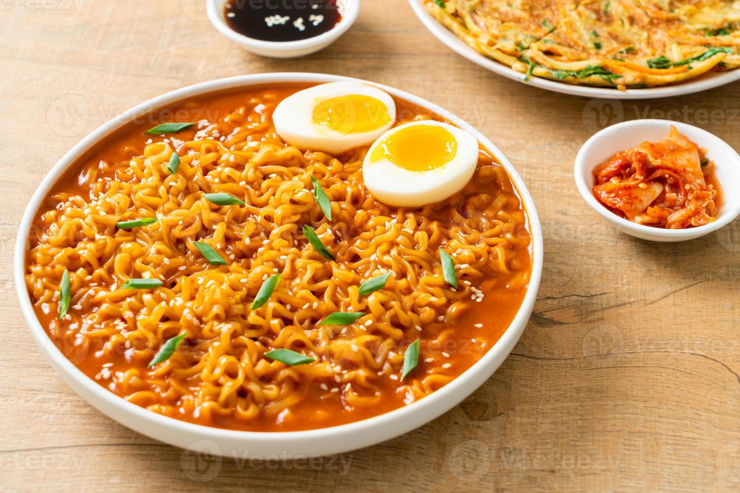 Korean instant noodles with egg photo