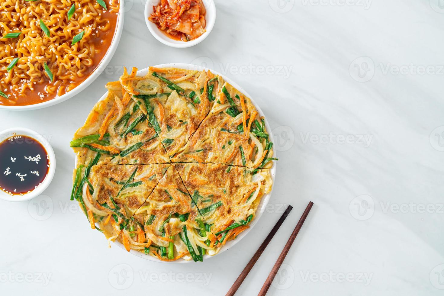 Pajeon or Korean pancake or Korean pizza photo