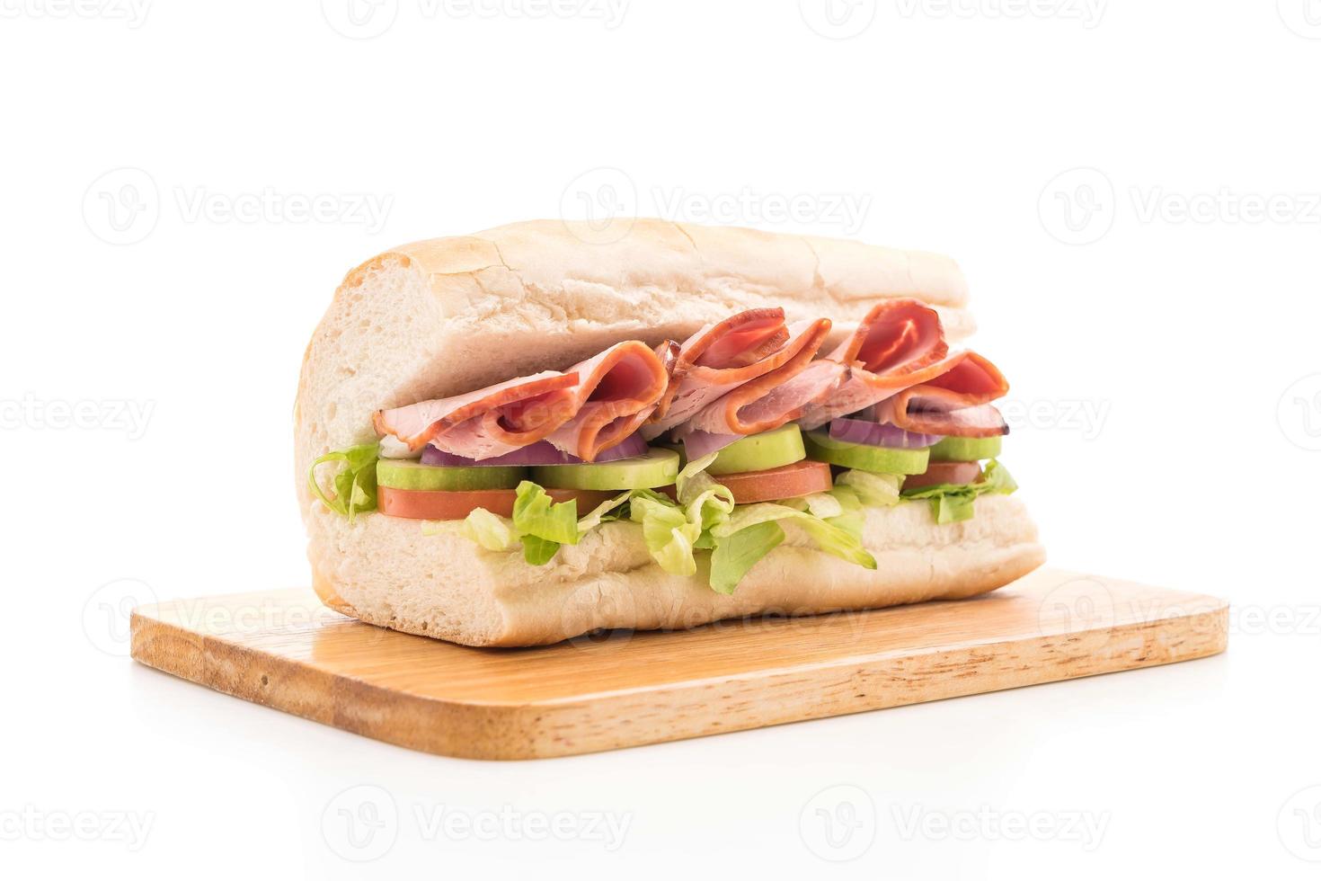 Ham and salad submarine sandwich photo