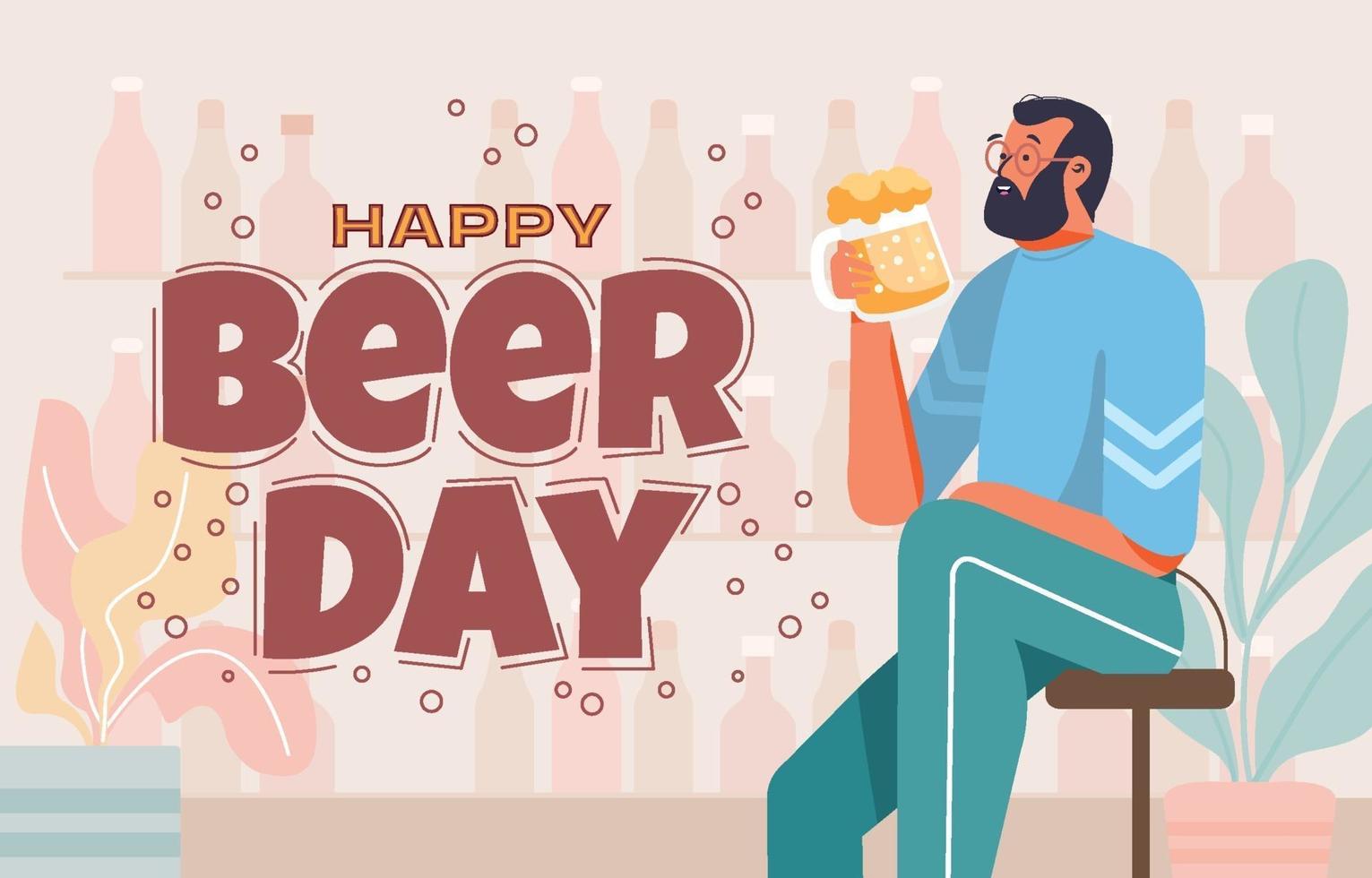 Man Celebrate Beer Day vector