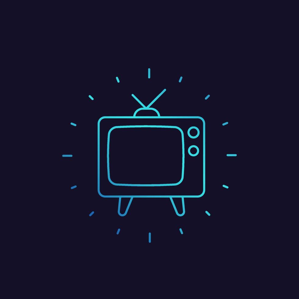 tv with antenna, old television linear icon vector