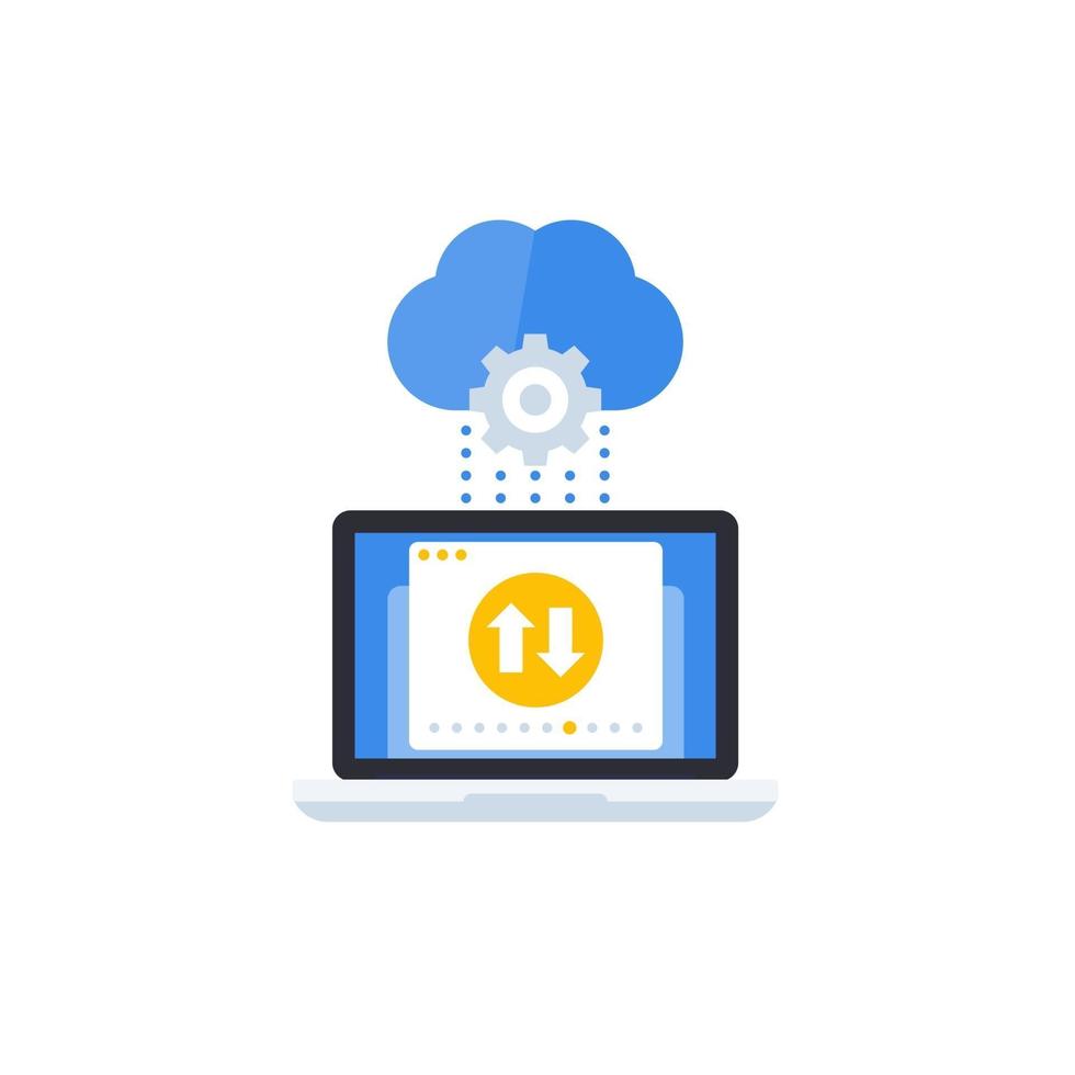 sync with cloud, data transfer vector icon