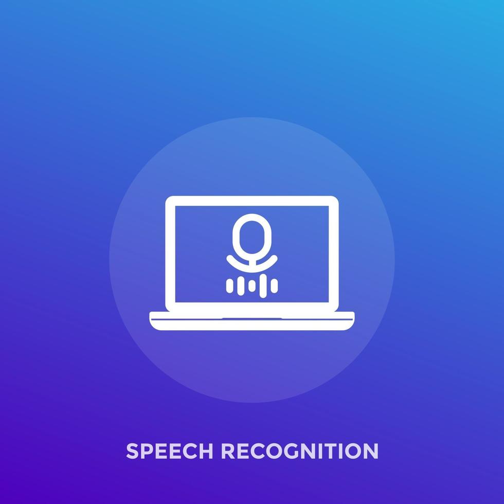 speech recognition vector icon with computer