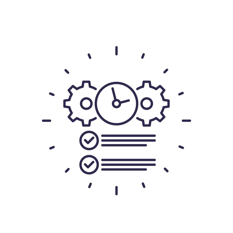 deadline, completed task line icon on white vector