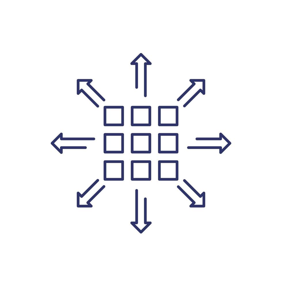 distribution icon, line on white vector