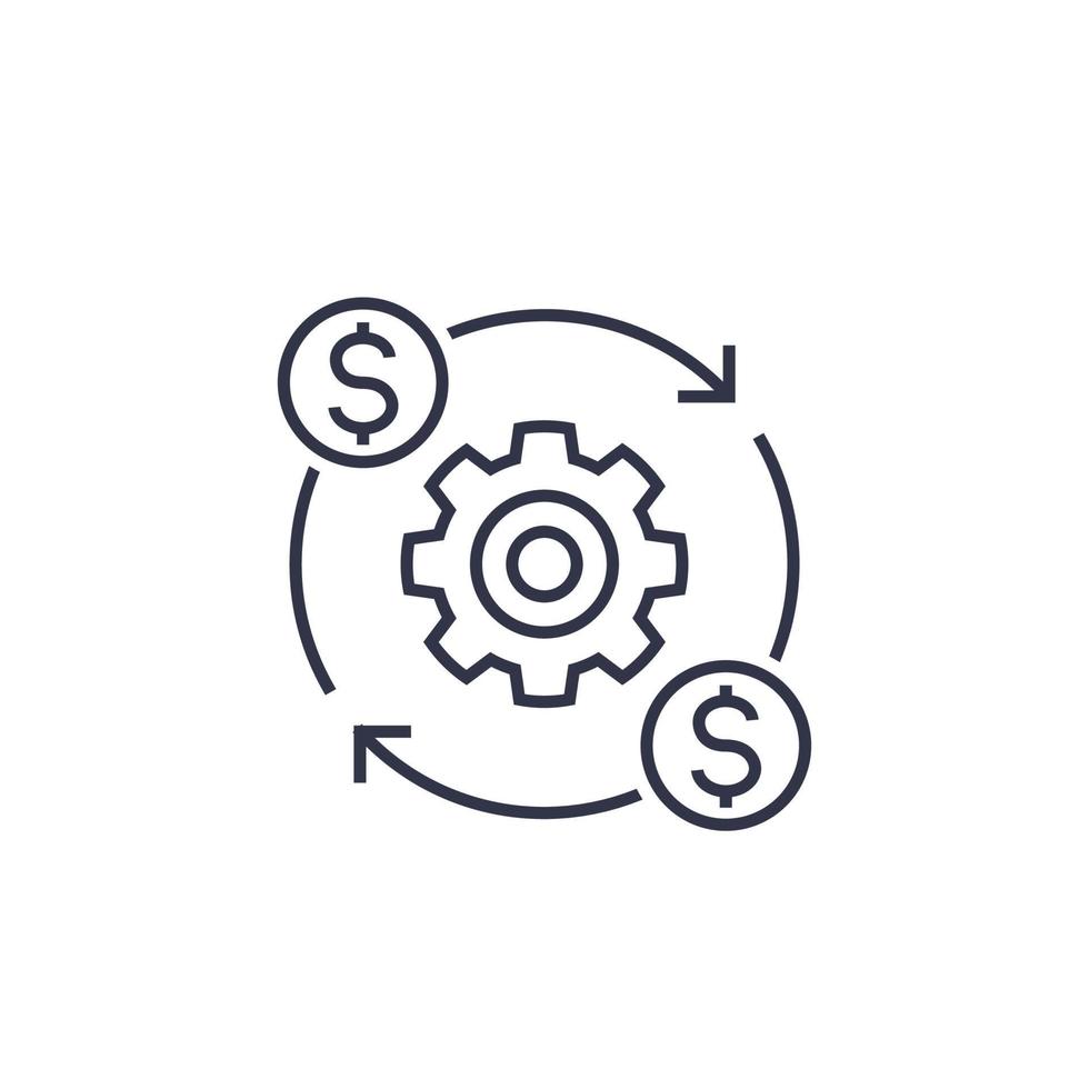 costs optimization and production efficiency icon, linear vector