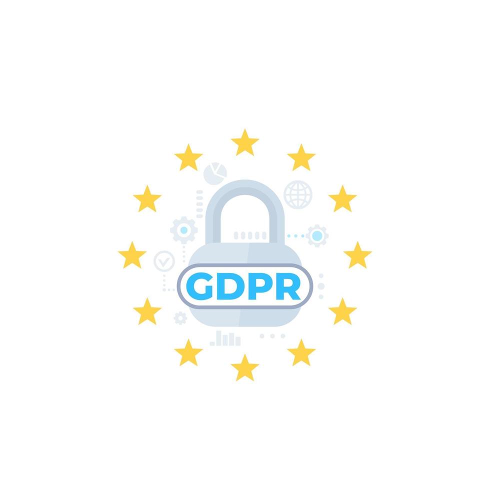 gdpr, ilustración de vector de regulación general de protección de datos