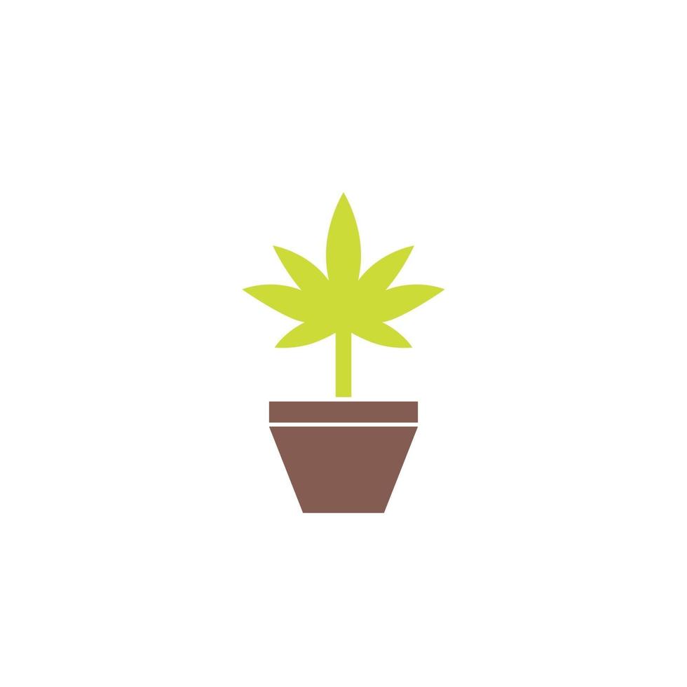 Planta de marihuana en icono de vector de maceta, estilo plano