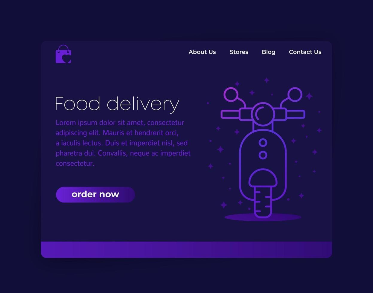Food delivery landing page design vector