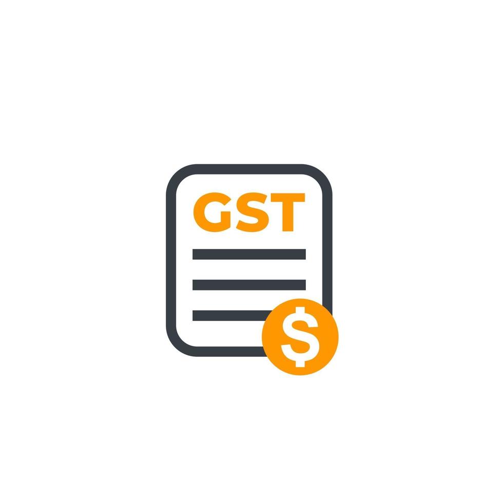 GST, goods and service tax, payroll icon on white vector