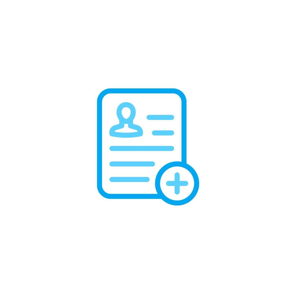 medical report, clinical record, patient file icon, linear vector