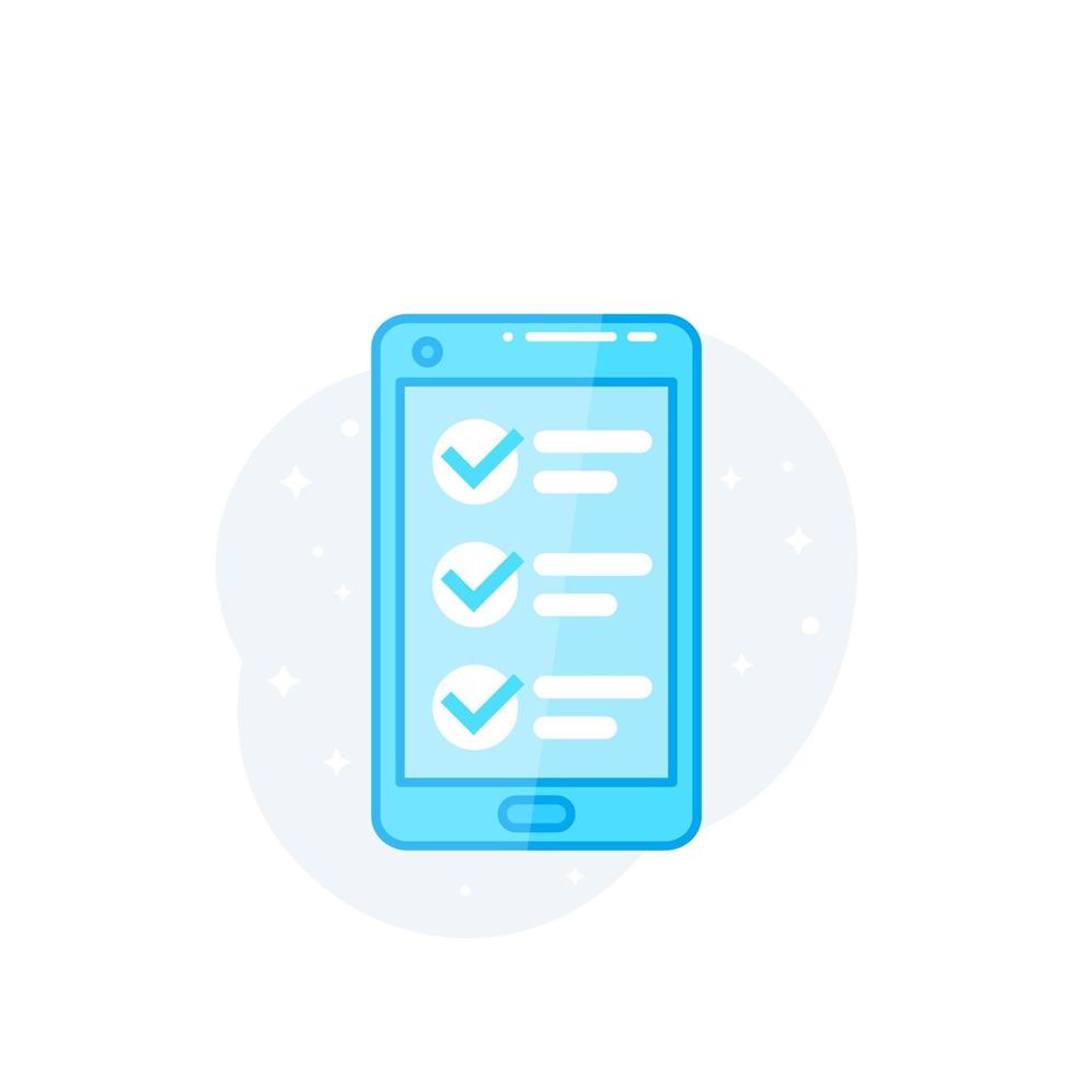 online survey form in smartphone, vector