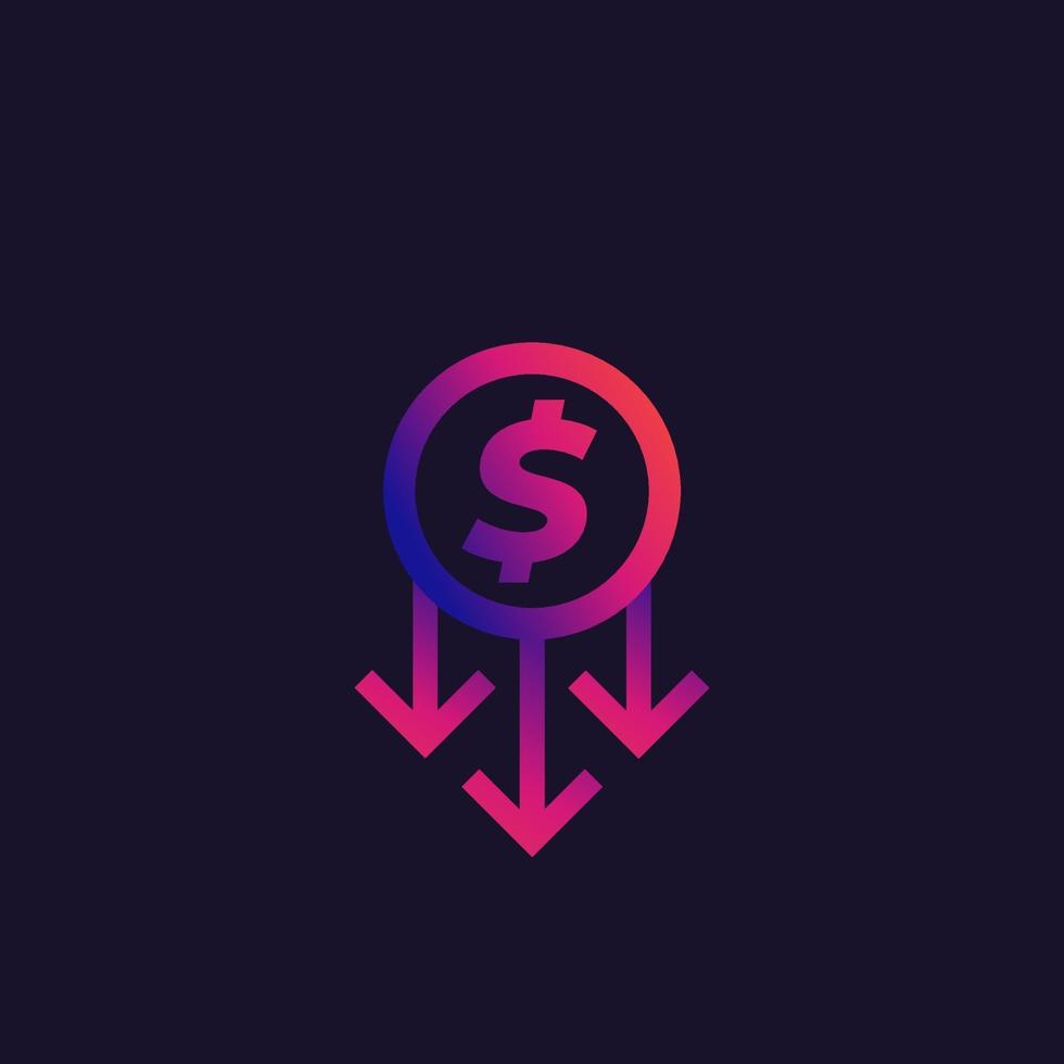 cost reduction or money refund vector icon