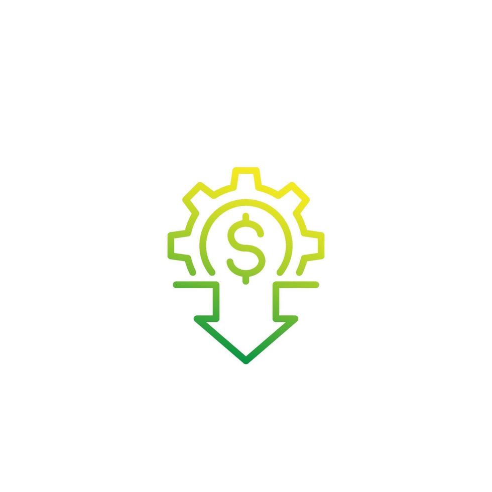 cost reduction icon, linear vector