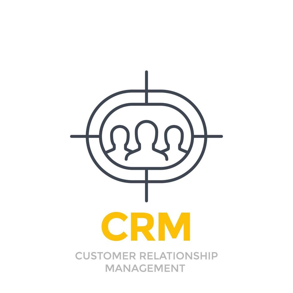 CRM, customer relationship management line icon on white vector