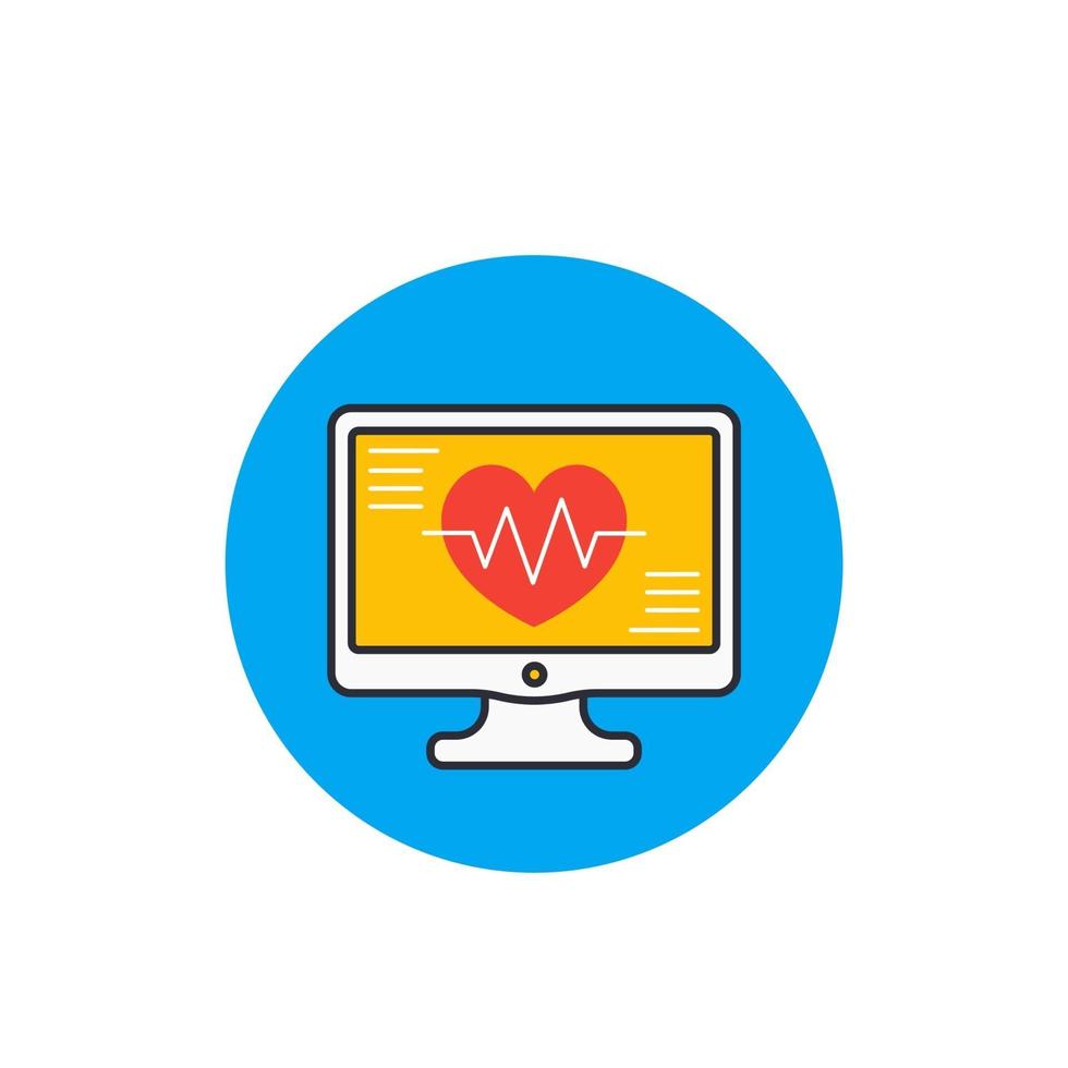 ecg, electrocardiografía, icono de diagnóstico del corazón vector