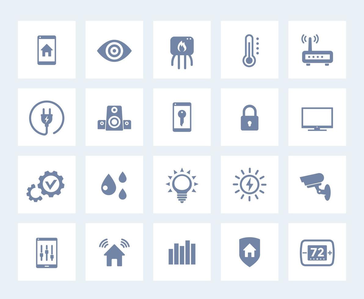 Smart house, home automation system vector icons set on white