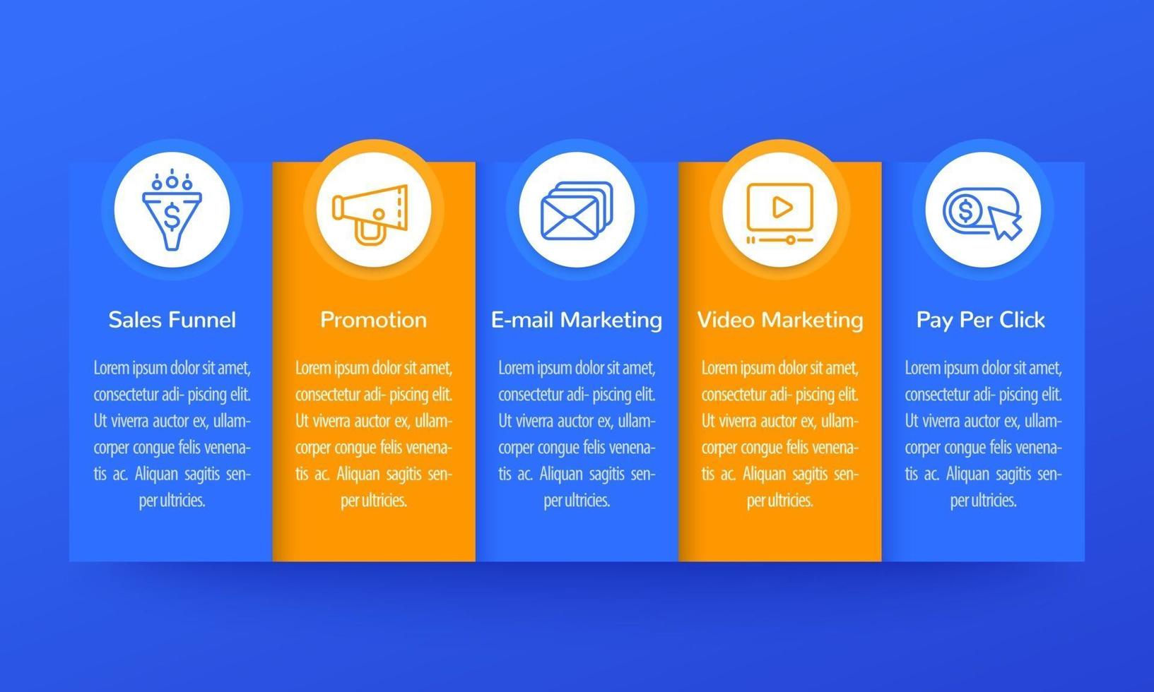 digital marketing infographics, banner design with icons vector