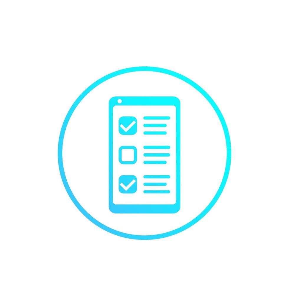 online survey form in phone, checklist, feedback icon vector