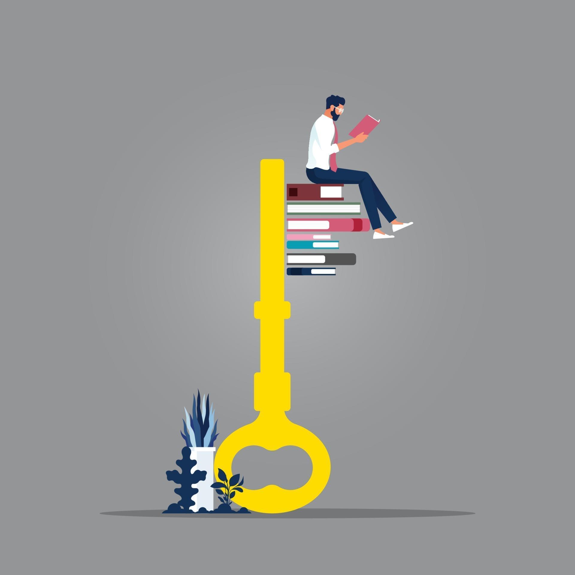 Key of Knowledge and Learning concept 3062870 Vector Art at Vecteezy