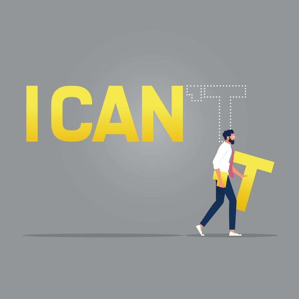 Motivation concept-Changing I can't into I can vector