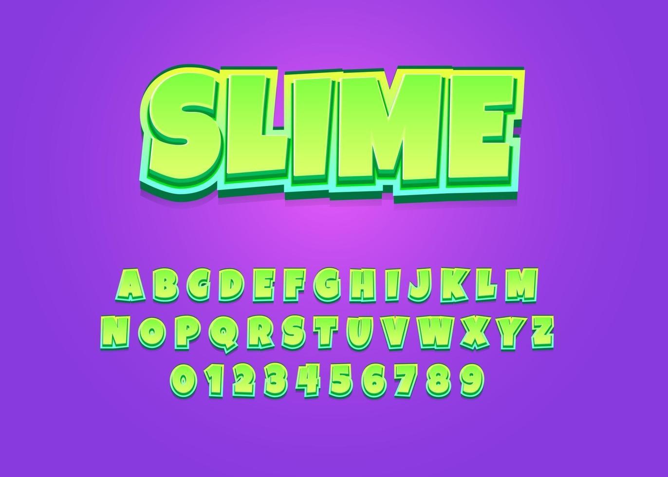 Slime kids cartoon style vector font uppercase alphabet and number