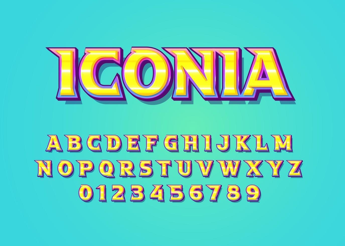 Colorful fun style vector font  uppercase alphabet and digit number