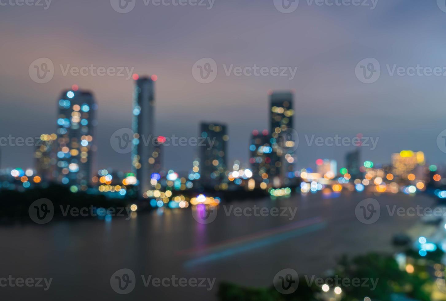 Abstract blur Bangkok city in Thailand at night photo