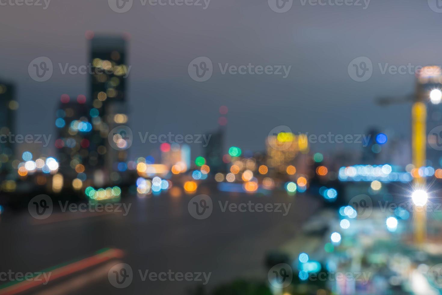 Abstract blur Bangkok city in Thailand at night photo